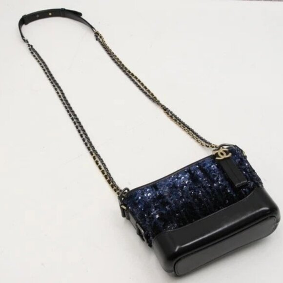 Chanel Sequin and Leather Small Gabrielle Hobo Bag Blue/Black - 26573944 - Picture 6 of 16